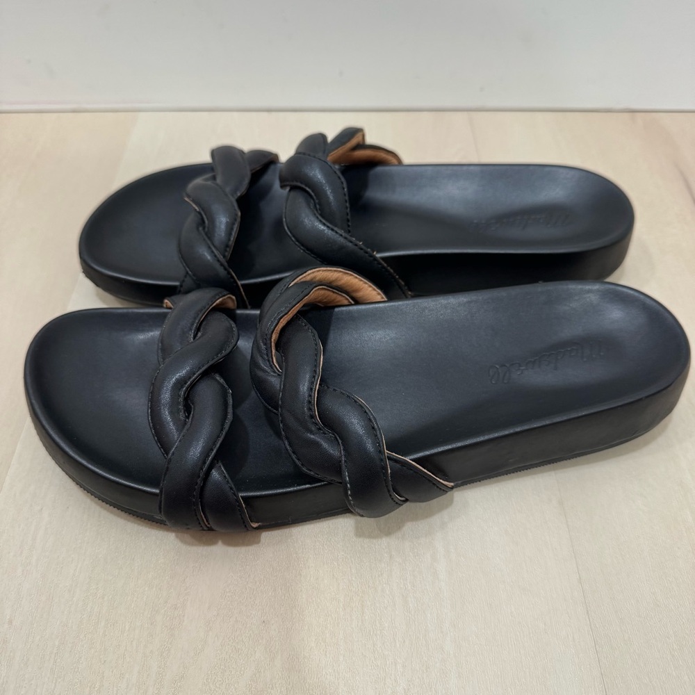 Madewell The Walker Slide Sandal Women's 9 Black Slip On Braided Summer - Picture 7 of 13